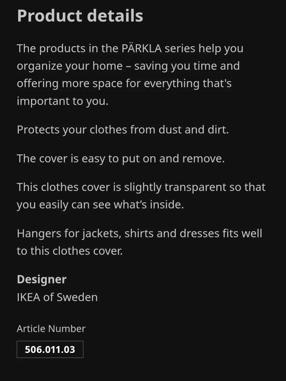 IKEA Parkla Clothes Cover (Set of 2) - Garment Bag